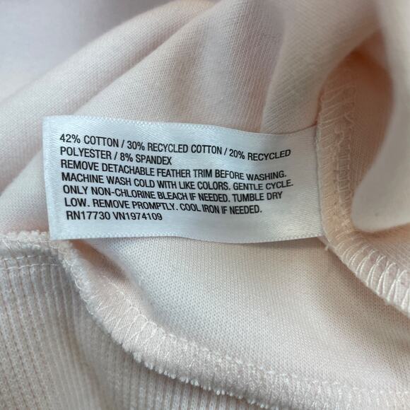 Future Collective Women's Crewneck Feather Trim Sweatshirt Light Pink Size 2X - Picture 5 of 6